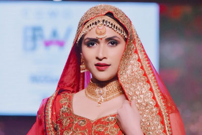Mannara Chopra Bridal Look at a Fashion Show